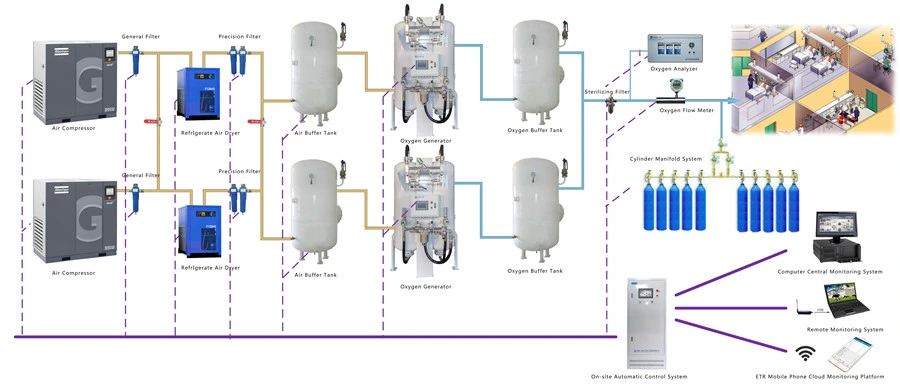 Zms (Zeolite Molecular Sieve) Psa Oxygen Plant with Mobile Phone APP Monitoring